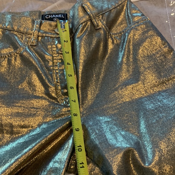 🔥LAST CHANCE 💯 AUTH CHANEL Gold straight Leg PANTS - Picture 13 of 15